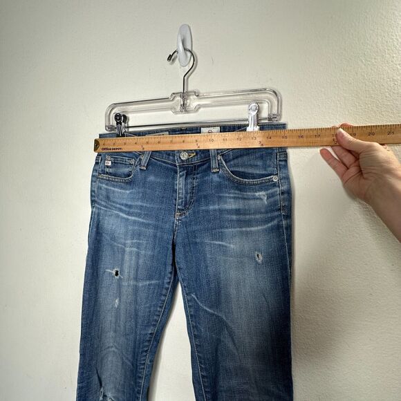 Revolve AG Flyaway The Stilt Cigarette Roll-Up Medium Wash Distressed Jean 27 - Picture 9 of 11